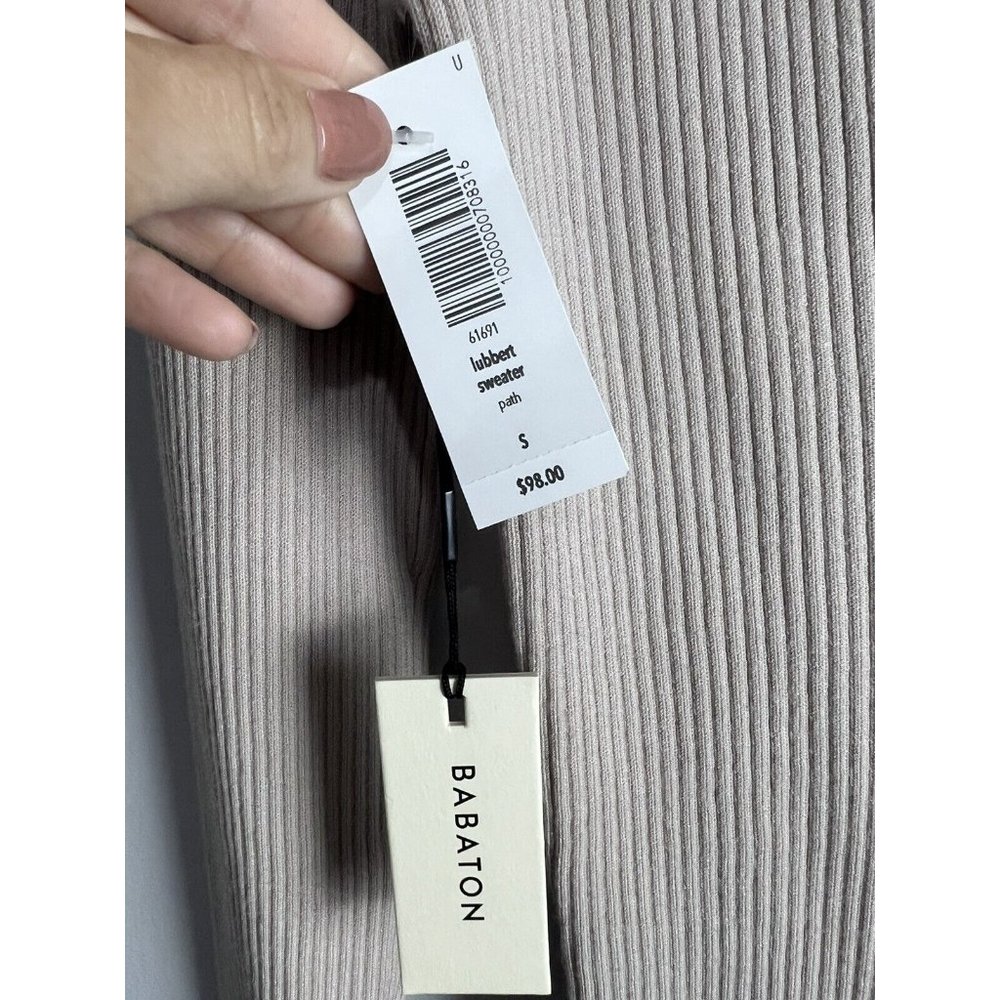 Aritizia Babaton Lubbert Beige V-Neck Ribbed Sweater NWT Small - Picture 6 of 6